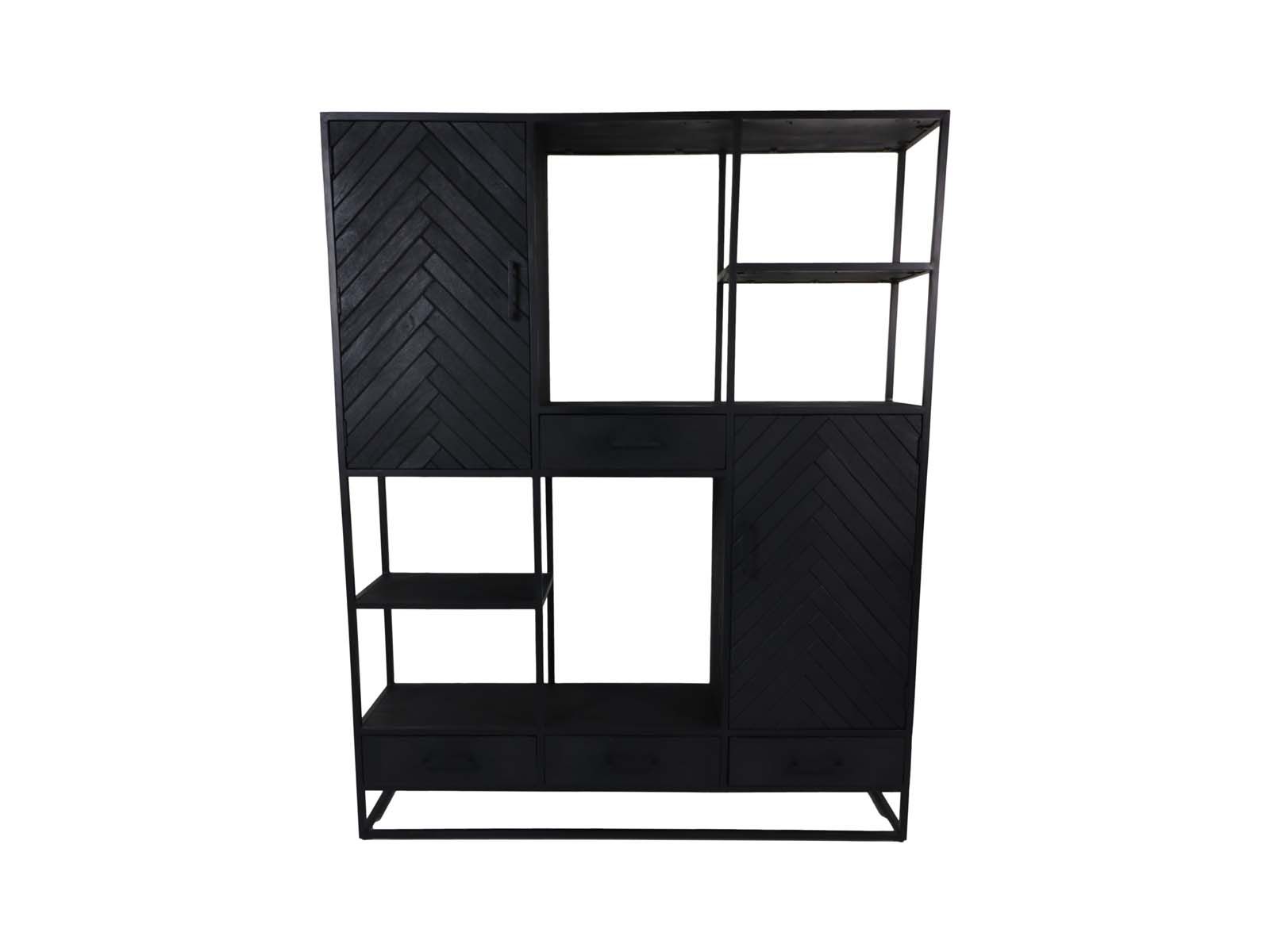 Wandschrank Verona 2 Tür 4 Schub EDE-04 Schwarz Mangoholz/Metall B/H/T: 40 cm 200 cm 160 cm