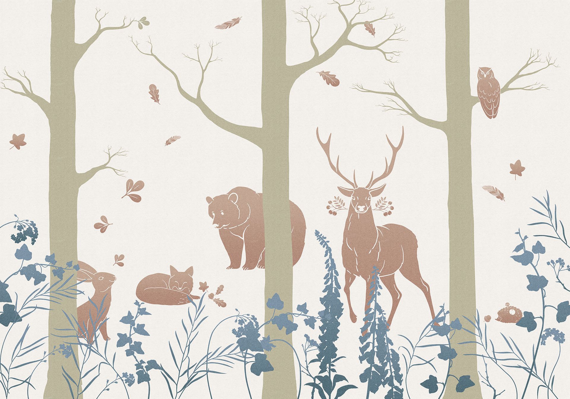 Vlies Fototapete - Forest Animals - Größe 400 x 280 cm