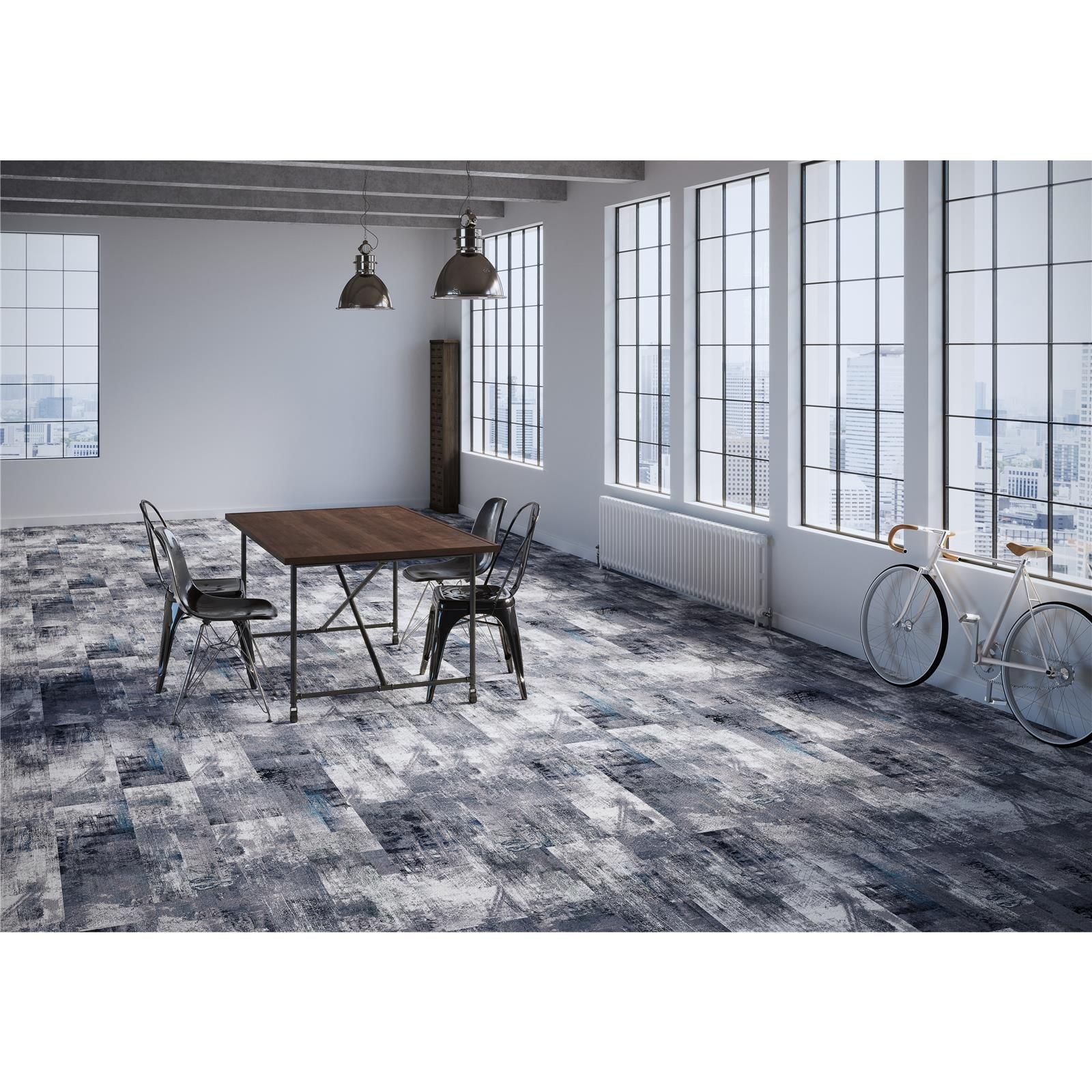 Teppichfliesen 25 x 100 cm selbsthaftend INFLOOR-GIRLOON Cadeo/Pure Grau 017-440 gemustert